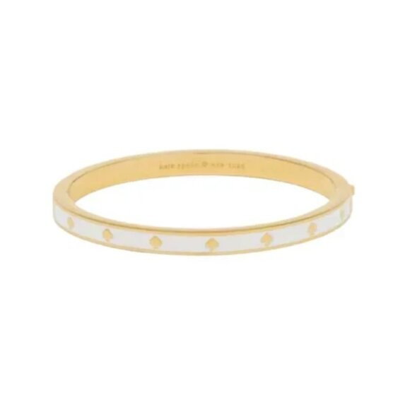 🆕NWOT Kate Spade Spot the Spade Hinged Bangle White - Picture 1 of 5